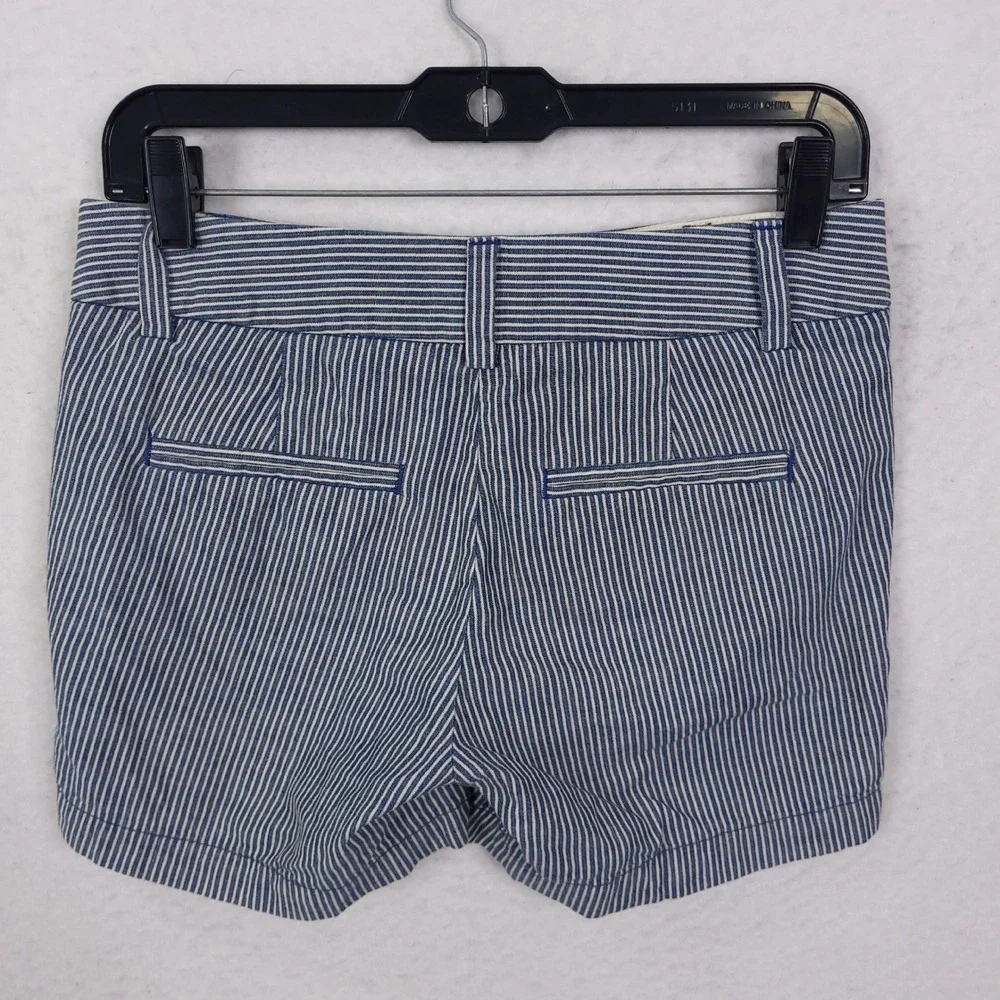 J.Crew Striped Chino Shorts Womens 00 Blue White Nautical Summer Preppy